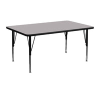 Flash Furniture 24"W x 48"L Rectangular Grey Thermal Laminate Activity Table - Height Adjustable Short Legs-Popular Rectangular Activity Table