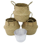 Cathay Importers - Panier d'herbes de mer avec doublure rigide en PVC, naturel, paq./3 (EC-08-1943)-6,5 haut. x 6,5 diam. (po) ; hauteur totale 8 po