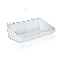 Azar Displays Large Divider Bin, 4" x 13" x 7" , 4 Pack (556115)-Can be used on pegboard or slatwall