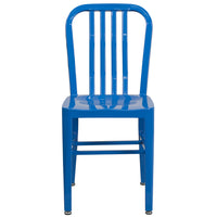 Chaise pour l'intérieur / l'extérieur en métal bleu de qualité commerciale, lot de 2-Ensemble de 2 chaises industrielles modernes