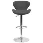 Flash Furniture Contemporary Charcoal Fabric Adjustable Height Barstool with Curved Back & Chrome Base-Contemporary Style Stool