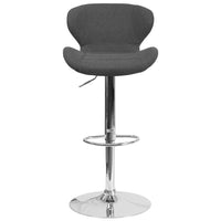 Flash Furniture Contemporary Charcoal Fabric Adjustable Height Barstool with Curved Back & Chrome Base-Contemporary Style Stool