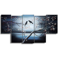 Designart Together Forever 5-Panel Birds Canvas Art Print, 60" x 32", (PT1268-373)-Print
