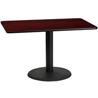Flash Furniture 30" x 48" Rectangular Mahogany Laminate Table Top with 24" Round Table Height Base-Hospitality Table