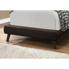 Monarch Specialties 5982T Twin Size Bed - Brown Leather-Look With Wood Legs-Requires a standard twin size box spring and mattress (not included)