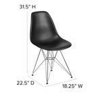Flash Furniture - Chaise en plastique noir de la série Elon avec base chromée-Pour l'usage commercial