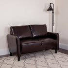 Flash Furniture Candler Park Upholstered Loveseat - Brown Leather-Hook and loop system keeps back cushions uniform