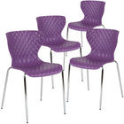 Flash Furniture Lowell Contemporary Design Purple Plastic Stack Chair-Stack Quantity: 5