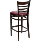Flash Furniture HERCULES Series Ladder Back Walnut Wood Restaurant Barstools with Burgundy Vinyl Seat - 2 Pack-2.5" Thick Foam Padded Seat