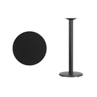 Flash Furniture 24'' Round Laminate Table Top, Black with 18'' Round Bar-Height Table Base (XURD24BKTR18B)-Black Laminate Top
