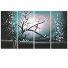 Designart Blossoming in the Moonlight, 4 Piece Wall Art Canvas, (PT271-EMERAUD)-Print