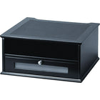 Victor Wood Monitor Riser, Midnight Black (1175-5)-Large drawer with frosted glass window for desk accessories