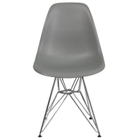 Flash Furniture Elon Series Plastic Chairs with Chrome Base - Moss Grey - 2 Pack-Set of 2 Accent Side Chairs