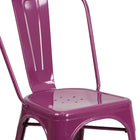 Flash Furniture Commercial Grade Purple Metal Indoor-Outdoor Stackable Chair-Seat Drain Holes assist in drying