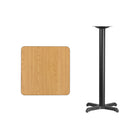 Flash Furniture – Table bistro carrée en stratifié au fini naturel de 24 po avec base de 22 x 22 po (XUNT2424T2222B)-Table d'hospitalité à hauteur de bar