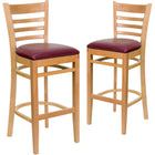 Flash Furniture HERCULES Ladder Back Walnut Wood Restaurant Barstool - Burgundy Vinyl Seat - 2 Pack-Ladder Back Design