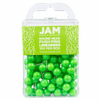 JAM Paper Colorful Push Pins - Round Head Map Thumb Tacks - Lime Green - 100 Pack-Color: Lime Green
