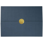 St. James Elite Medallion Fold Certificate Holders, Linen, Navy Blue with Gold Medallion, 5 Pack-Luxurious embossed gold medallion closure