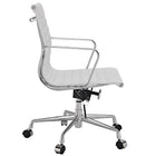 Nicer Furniture Group Style Low Back Executive Chair - White-Polished Aluminum Frame, Coat Rack on Back