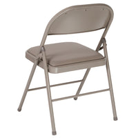 Flash Furniture - Chaise pliante de la série HERCULES en vinyle gris à double entretoise-Ensemble de 4 chaises pliantes en métal et rembourrées
