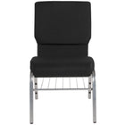 Flash Furniture HERCULES Series 18.5"W Church Chair in Black Fabric with Book Rack - Silver Vein Frame-Multipurpose Church Chair