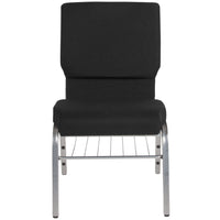 Flash Furniture HERCULES Series 18.5"W Church Chair in Black Fabric with Book Rack - Silver Vein Frame-Multipurpose Church Chair
