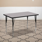 Flash Furniture 24"W x 48"L Rectangular Grey Thermal Laminate Activity Table - Standard Height Adjustable Legs-16 Gauge Tubular Steel Legs