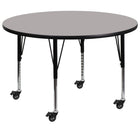 Flash Furniture Mobile 42" Round Grey HP Laminate Activity Table - Height Adjustable Short Legs-Popular Round Activity Table