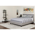 Flash Furniture Tribeca Twin Size Tufted Upholstered Platform Bed with Memory Foam Mattress - Light Grey Fabric-Panel Headboard