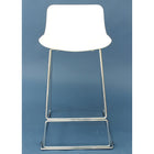 Cathay Importers White Low Back Counter Stool with Chrome Sled Legs, 2 Pack-Metal/Polypropylene