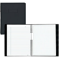 Blueline NotePro Daily Planner, Quad & College Ruled, 7-3/5" x 9-1/2", Black, 192 Pages-Offers two different kinds of ruling per spread, college-ruled on left side and quad-ruled on right side