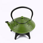 Tao Tea Leaf Large Cast Iron Tea Pot with Stand, Loose Leaf, 1.15L, Green-Stove safe, 1.15L,with stainless steel infuser