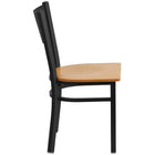 Flash Furniture HERCULES Series Black Grid Back Metal Restaurant Chair - Natural Wood Seat - 2 Pack-Natural Finished Wood Seat