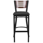 Flash Furniture HERCULES Series Black Slat Back Metal Restaurant Barstool - Walnut Wood Back, Black Vinyl Seat - 2 Pack-Set of 2 Metal Dining Bar Stools