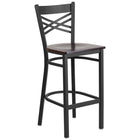 Flash Furniture HERCULES Series Black "X" Back Metal Restaurant Barstool with Walnut Wood Seat - Black-500 lb. Weight Capacity