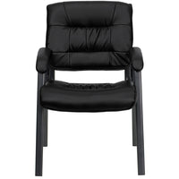 Flash Furniture Black Leather Executive Side Reception Chair with Titanium Frame Finish-Guest Chair
