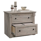Sauder 424812 Palladia Lateral File Cabinet - Split Oak-Quick and easy assembly with patented T-slot drawer system.