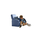 Uncaged Ergonomics STASH Upholstered Folding Kids Chair w/ Built in Storage, Ottoman Conversion, Blue-Comfortable upholstered children’s lounge chair that folds into an ottoman. Easily collapse the back into a sleek cube for playing, sitting, and lounging