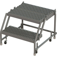 Tri-Arc Manufacturing Deep Top Step Rolling Ladder, Platform Height: 20", No. of Steps: 2, Step Width: 24" (KDSR002242-D2)-No. of Steps: 2