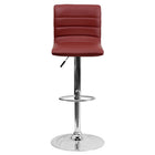 Flash Furniture Contemporary Vinyl Adjustable Height Barstool with Horizontal Stitch Back & Chrome Base - Burgundy - 2 Pack-Mid-Back Design