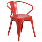 30'' Round Red Metal Indoor-Outdoor Table Set with 4 Arm Chairs (CH-51090TH-4-18ARM-RED-GG)-4