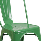 Flash Furniture Green Metal Indoor-Outdoor Stackable Chair-Drain Holes in Seat