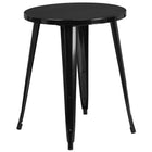 24'' Round Black Metal Indoor-Outdoor Table Set with 2 Arm Chairs (CH-51080TH-2-18ARM-BK-GG)-Metal