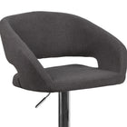 Flash Furniture Contemporary Charcoal Fabric Adjustable Height Barstool with Rounded Mid-Back & Chrome Base-Swivel Seat