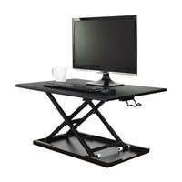 Luxor Pneumatic Standing Desk Converter - Black-Pneumatic Adjustable Desktop Desk
