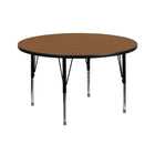 Flash Furniture 42'' Round Activity Table with Thermal Fused Laminate Top and Height Adjustable Pre-School Legs, Oak-Oak Laminate