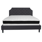 Flash Furniture Brighton King Size Tufted Upholstered Platform Bed with Memory Foam Mattress - Dark Grey Fabric-King Platform Bed and Mattress Set