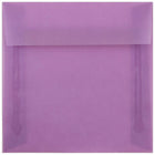JAM Paper 6.5" x 6.5" Square Envelopes, Lilac Purple Translucent, 50 Pack (241332378i)-Square invitation envelope