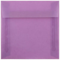 JAM Paper 6.5" x 6.5" Square Envelopes, Lilac Purple Translucent, 50 Pack (241332378i)-Square invitation envelope