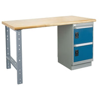 Kleton Workbench, Laminated Top, 1 Pedestal and 2 Doors, 36"W x 60"L x 34"H-34" overall height